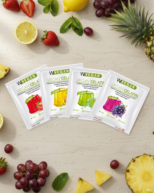 MIXED GELATIN COMBO – 16 UNITS (4 OF EACH FLAVOR: STRAWBERRY, GRAPE, LEMON, AND PINEAPPLE)