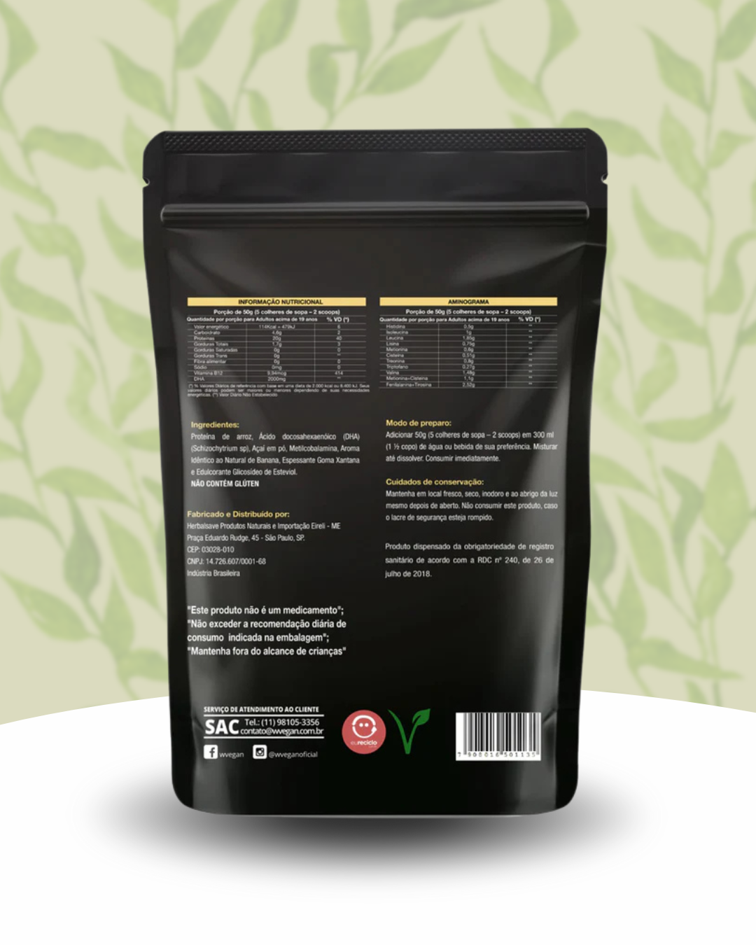 Rice Protein Premium 900g Refill Packaging WVegan Banana Flavor with Acai Vegan