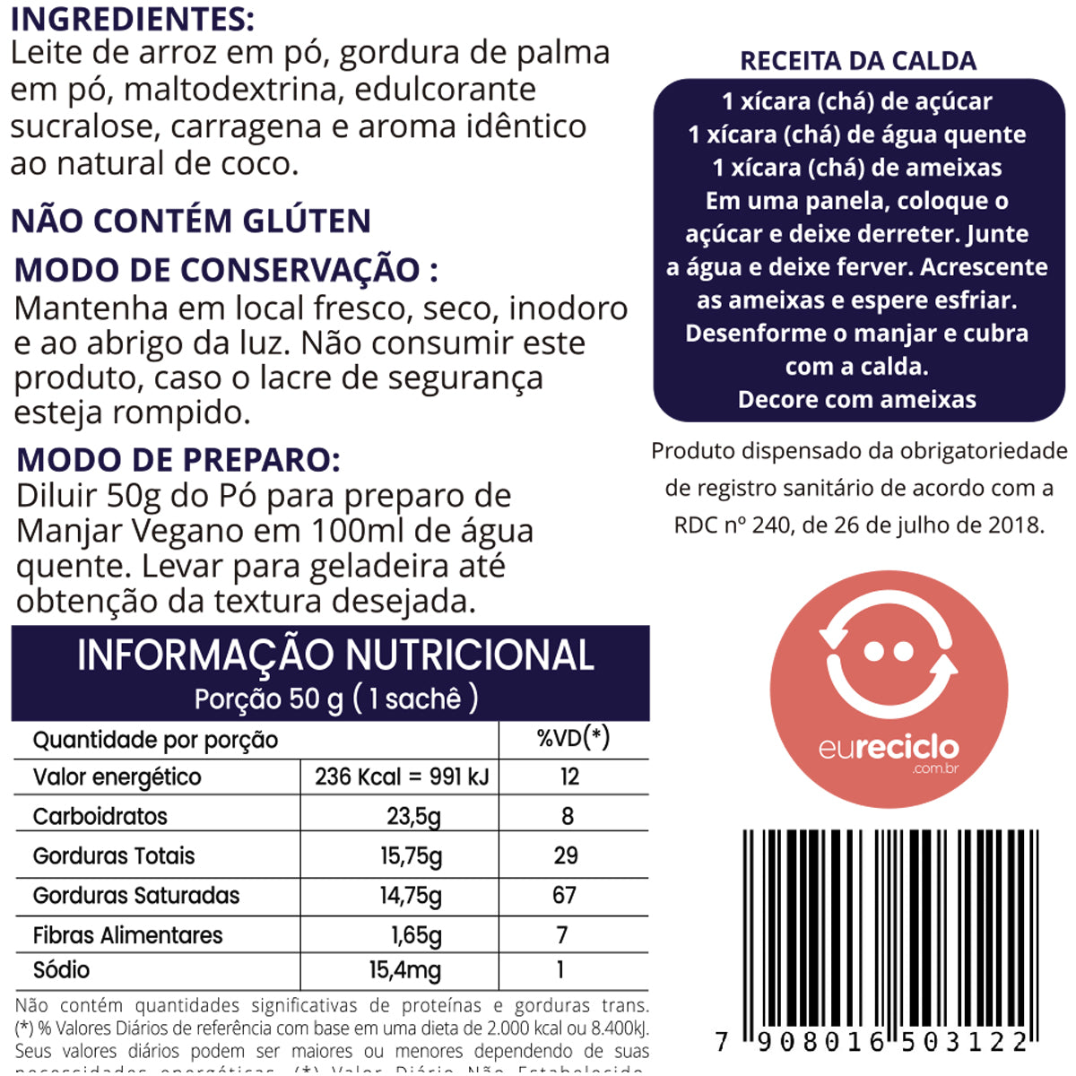 WVEGAN Vegan Manjar Dessert Mix 50g Coconut – Plant-Based & Easy to Prepare