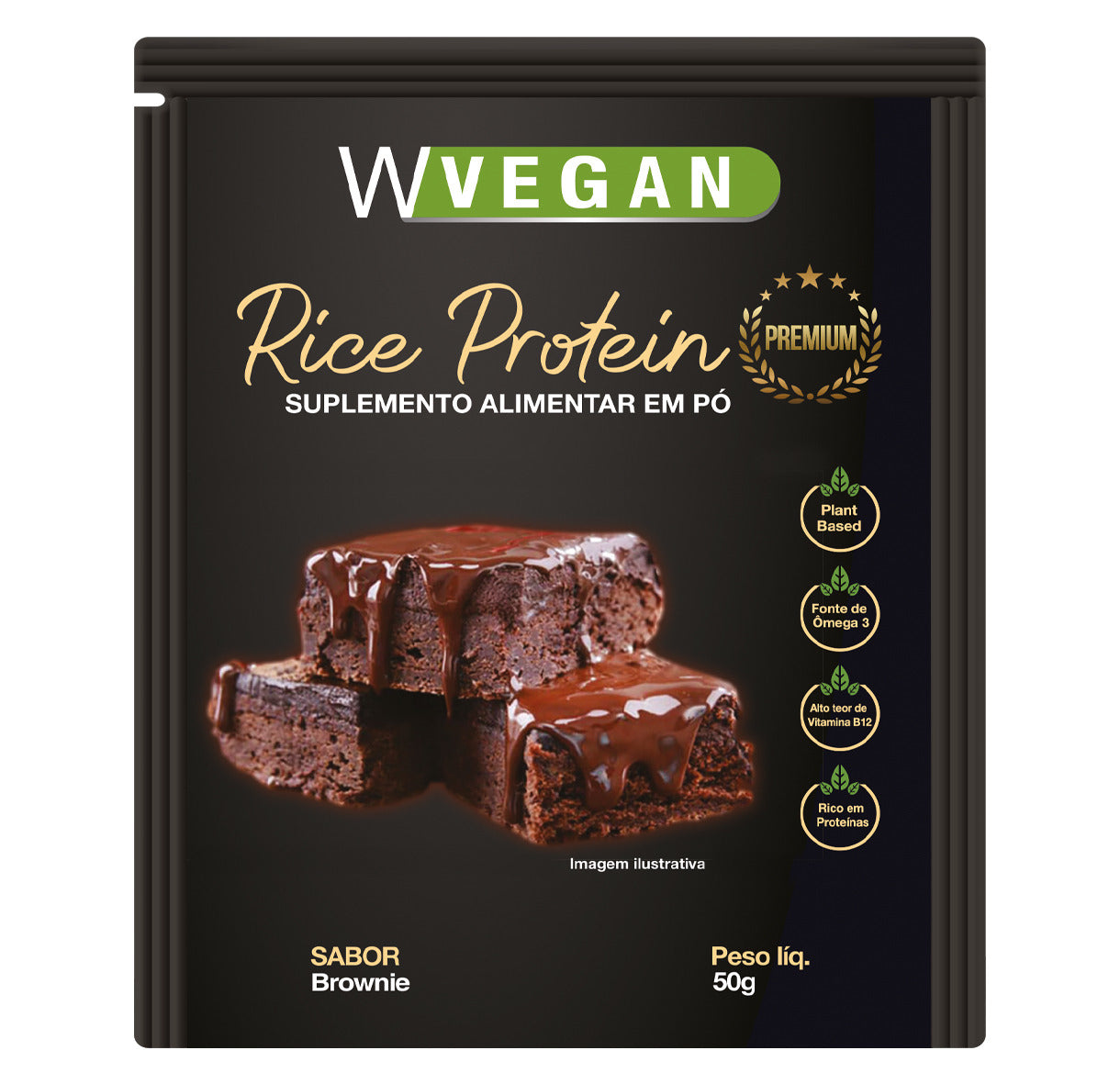 WVEGAN Premium Rice Protein 50g Sachet Brownie Flavor Vegan