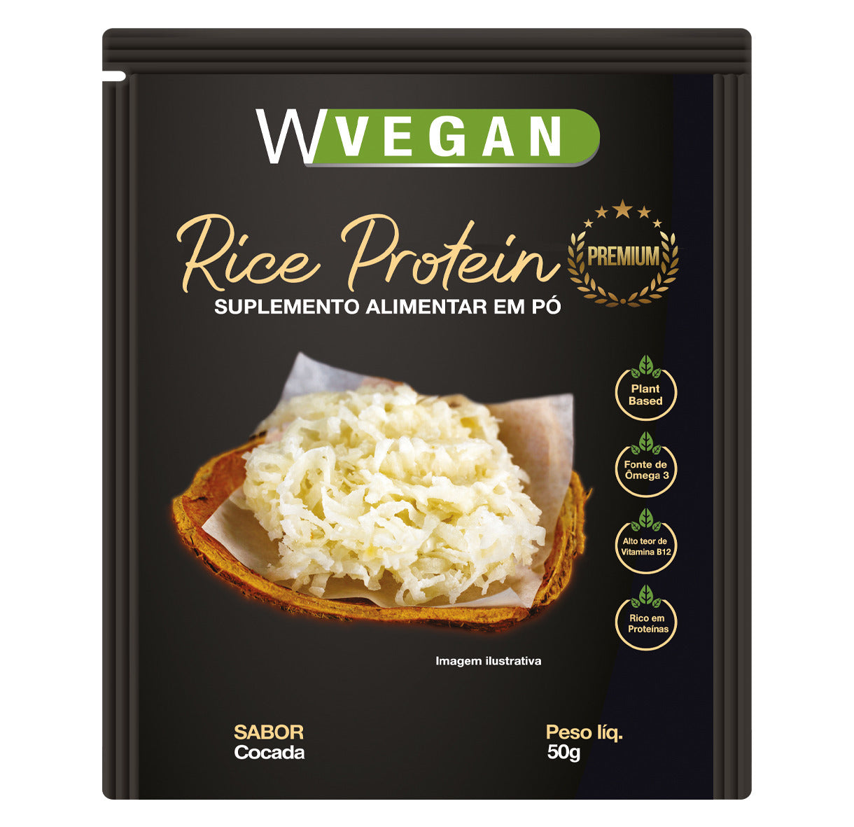 WVEGAN Premium Rice Protein 50g Sachet Coconut Flavor Vegan