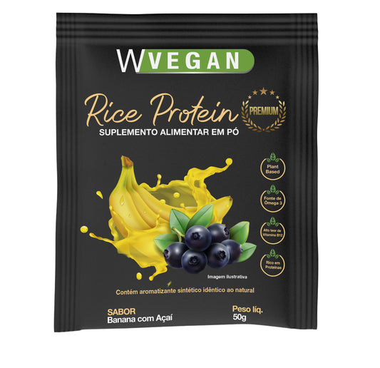 WVEGAN Premium Rice Protein 50g Sachet Banana and Acai Flavor WVegan Vegan