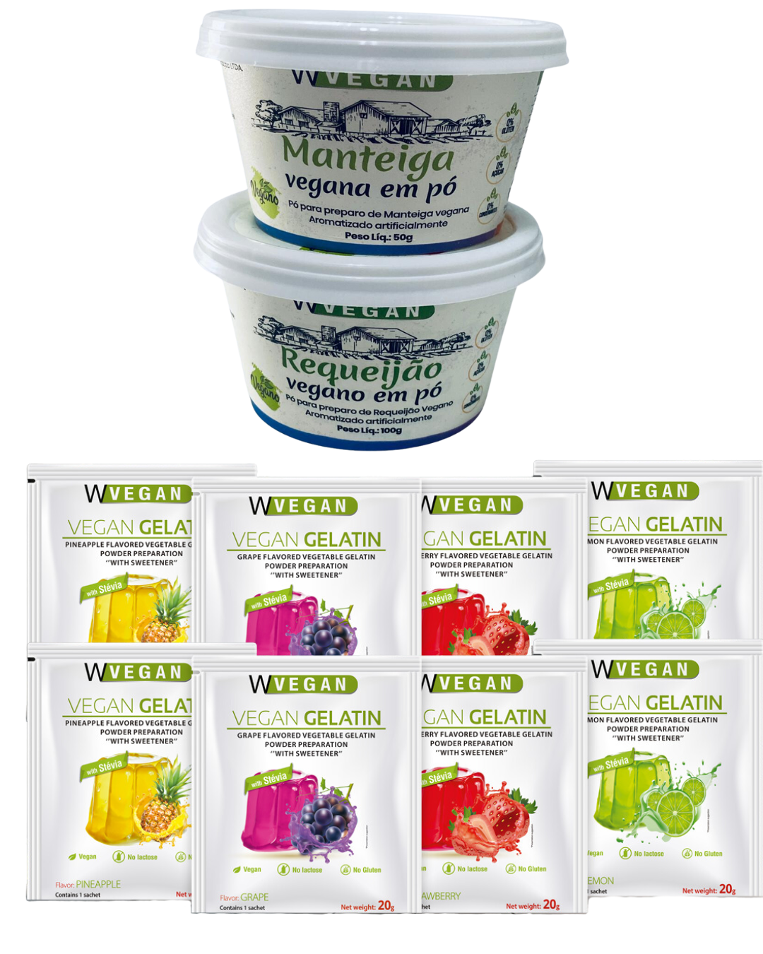 ALL WVEGAN PRODUCTS COMBO – 2 GELATINS + 1 CREAM CHEESE + 1 BUTTER